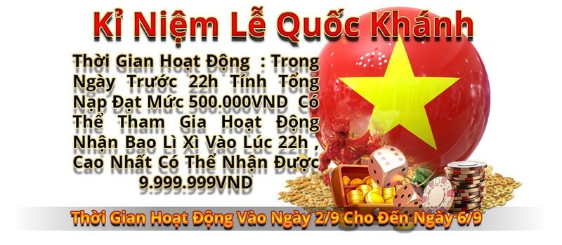 SỰ KIỆN NGÀY LỄ QUỐC KHÁNH 2/9 TẠI 999BET